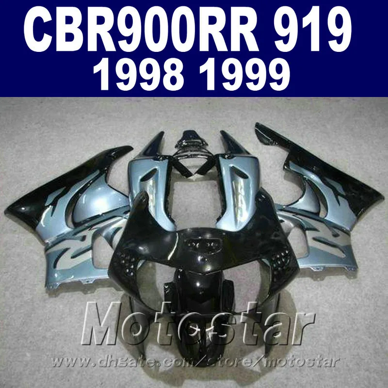 혼다 CBR900RR 용 ABS 플라스틱 페어링 키트 1999 1999 검정색 페어링 세트 CBR 900 RR CBR919 98 99 바디 키트 QD80