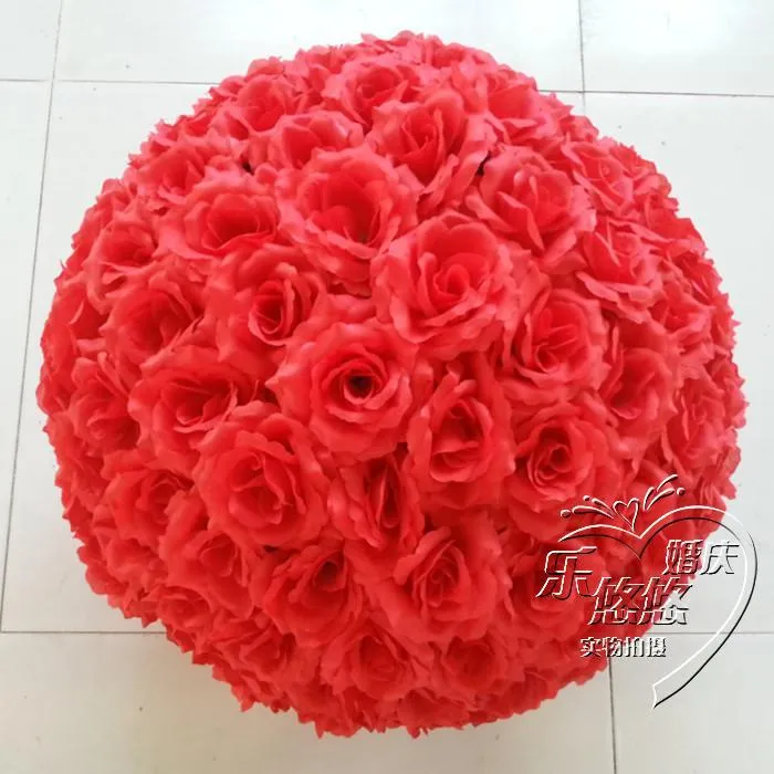 RODE ROSE HANGING BALL Kunstmatige encryptie Rose Silk Flower Kissing Balls for Wedding Party Centerpieces Decoraties