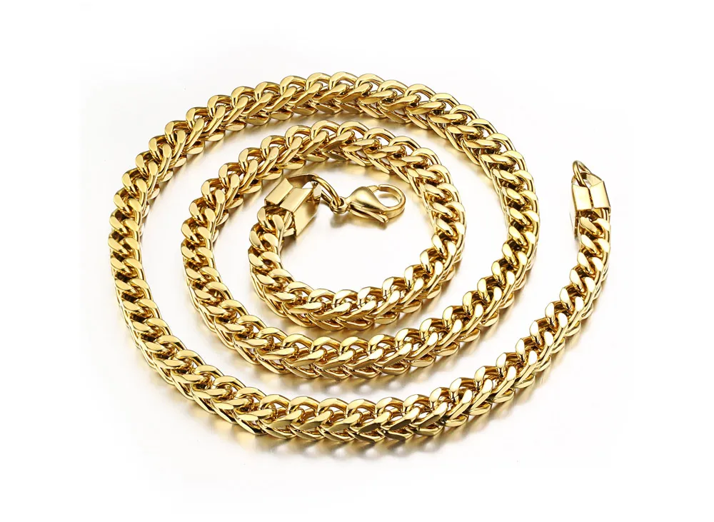 Stile mediorientale 316L Acciaio inossidabile 18k Oro figaro Collana con maglie a catena in uomini Giorno del Ringraziamento Gioielli regali del padre 6mm 24 ''