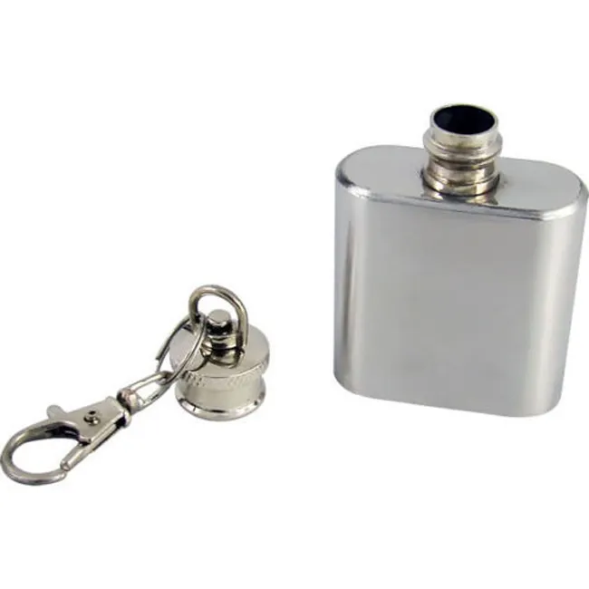 FREE Personalised Engraved 1oz Stainless Steel Hip Flask Keyring 