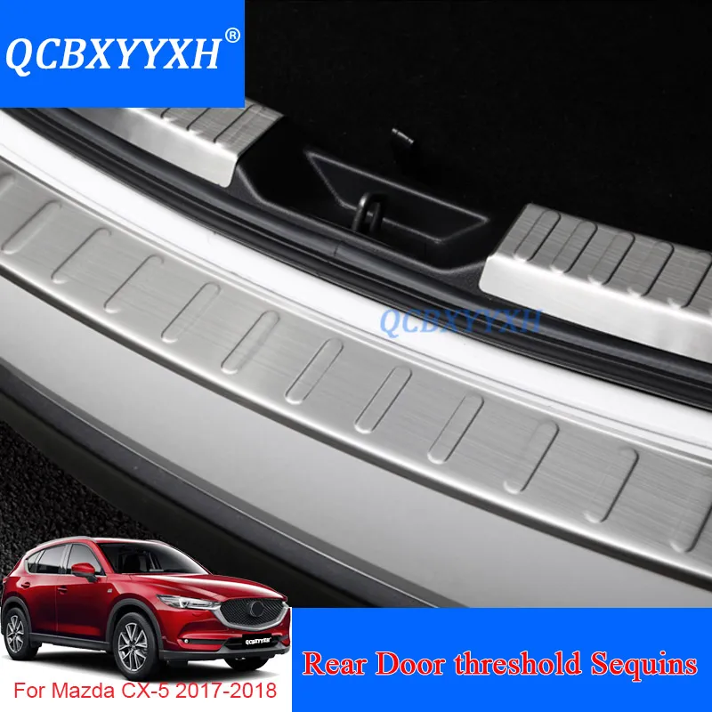 Accessoire de décoration de garniture de seuil de porte arrière de voiture en acier inoxydable de style de voiture pour Mazda CX-5 2017 2018