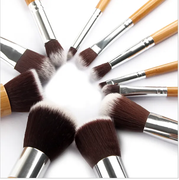 Professionell borste 11st / bambuhandtag Makeupborstar, 11sts Make up Borste Set Cosmetics Brush Kits Verktyg DHL Gratis frakt Bra kvalitet