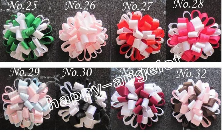 flower hair bow loopy bow Loopy Grosgrain Ribbon Bows girls baby hair bow hair accessories HD3236