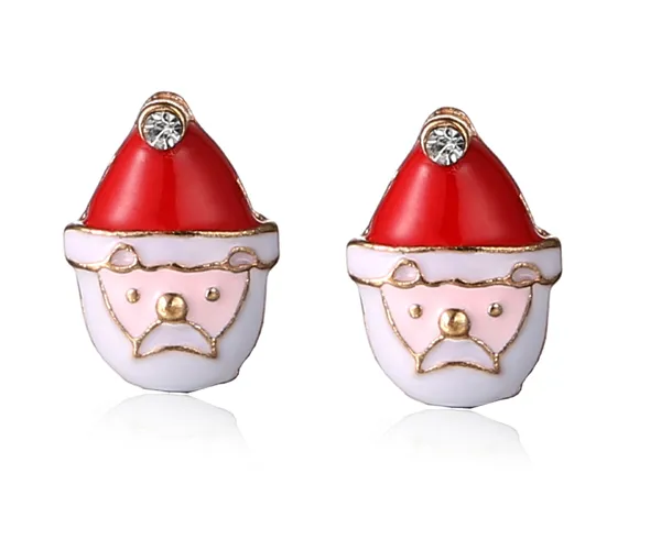 Regali di Natale Orecchini a bottone Moda coreana Fine Old Diamond Lega smalto Red Hat Orecchini Drip 15mm 5g