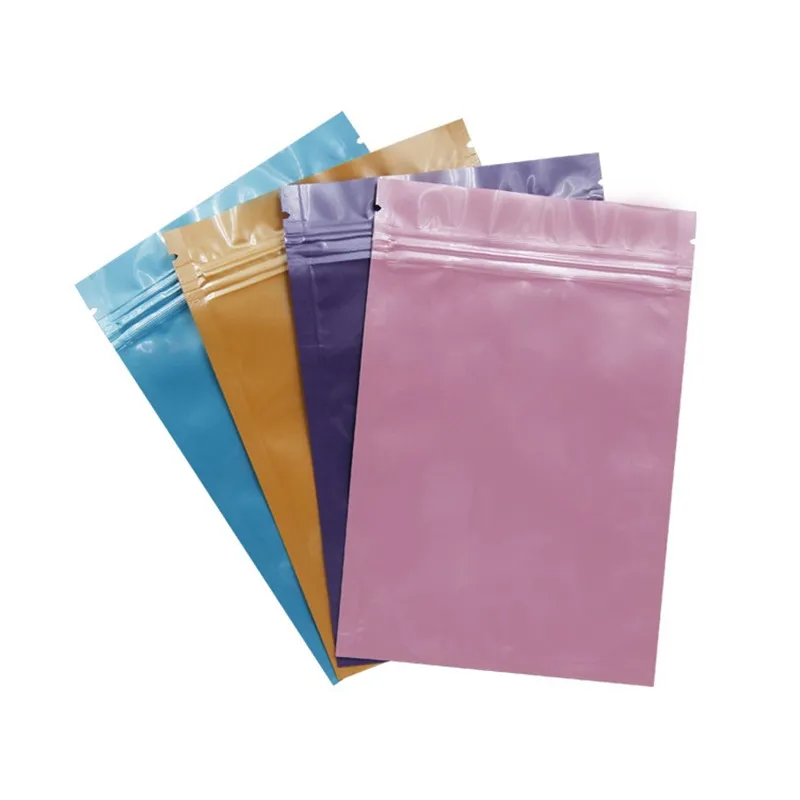 Blue/Pink/Gold/Green/black color Self Sealing bags flat bottom Aluminum foil small plastic bags LZ0712