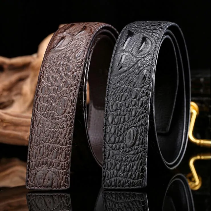 Nouveau alliage de haute qualité agio ceinture en cuir pour hommes dragon alliage agio ceinture en cuir grain de crocodile ceintures à boucle lisse
