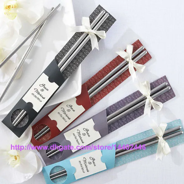 lot East Meets West Stainless steel chopsticks Chinese style wedding Wedding Function favors gifts DHL FEDEX Fre5661844