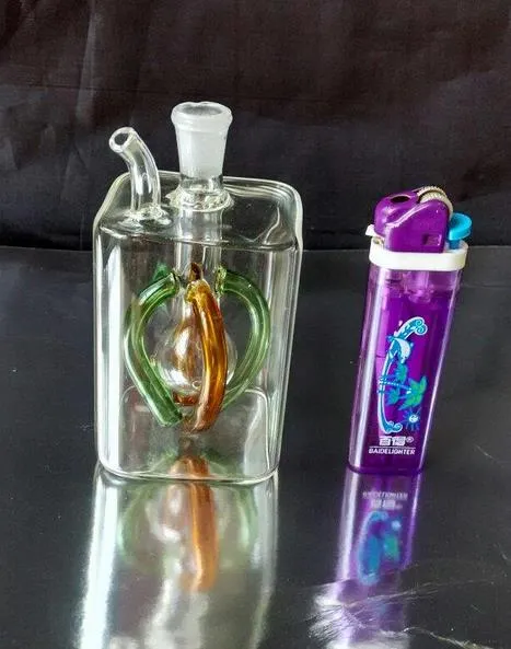 Square Glass Hookah / Glass Bongの新しい4色無料配送、サイズ10 * 5cm、ギフトアクセサリー（ガラス鍋とガラスランニングB