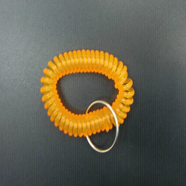 Livraison gratuite porte-clés bobine colorée en plastique spirale bobine bracelet porte-clés