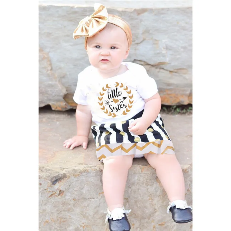 Småbarn kläder baby kläder barn tjejer kläder set storasyster t-shirt kjol lilla syster romper mini kjol matchande outfit set boutique