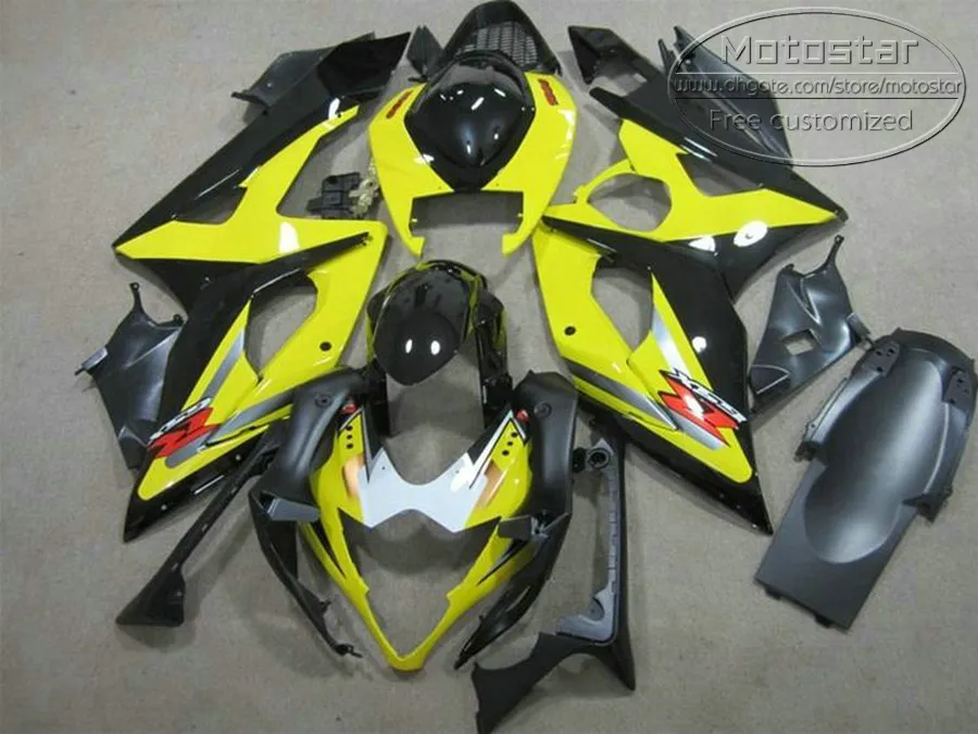 Suzuki 2005 2006 GSXR1000 K5 K6ブラックイエローGSX-R1000 05 06 GSXR  1000フェアリングキットTF96