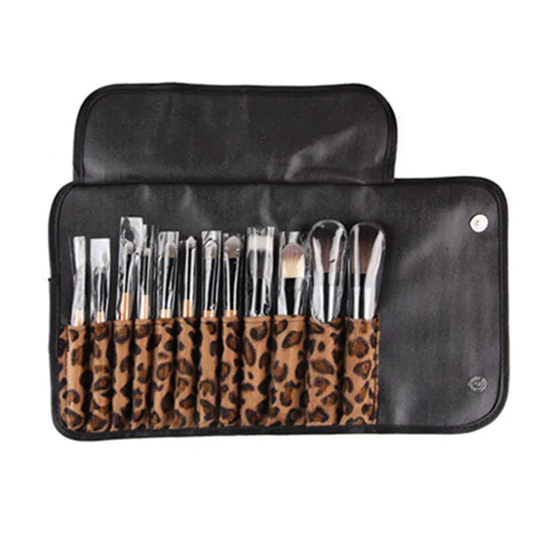 par ensemble Femmes Pro Makeup Brush Brush Set Cosmetic Tool Leopard Bag Beauty Brushes Kit by DHL 717018803437