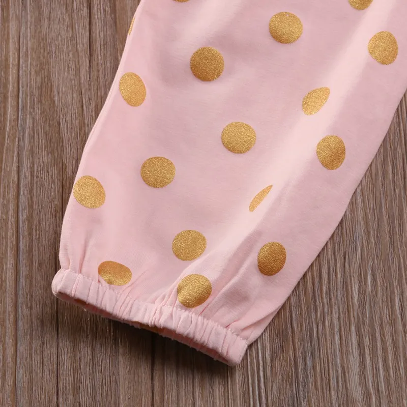 Söta barnkläder Nyfödda Babyflickor Kläder Headband Kanin Romper Polka Dot Byxor Byxor Spädbarn Outfits Barnkläder Sätta 0-18m