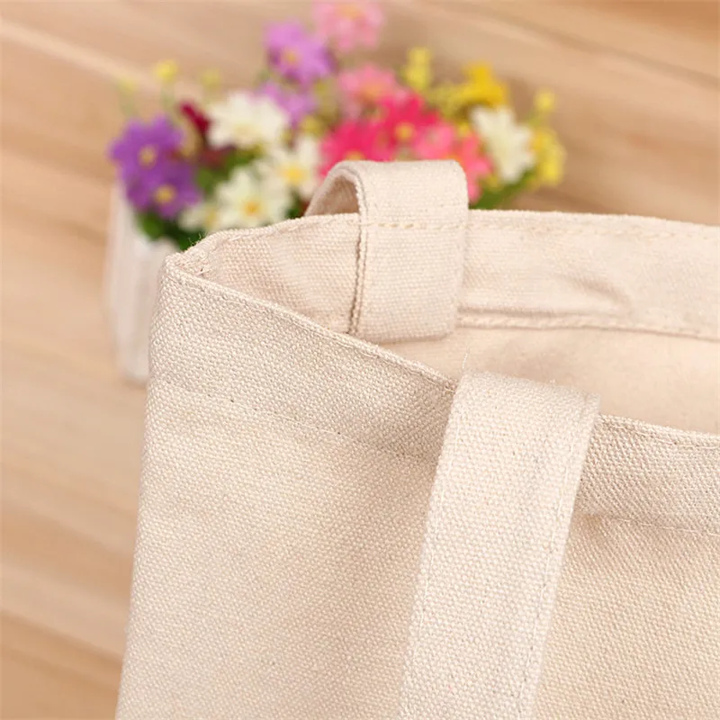 Padrão em branco Sacos de Compras de Lona Eco Reutilizável Dobrável Ombro Bolsa Tote Tote de Algodão Por Atacado Personalizado LZ0650