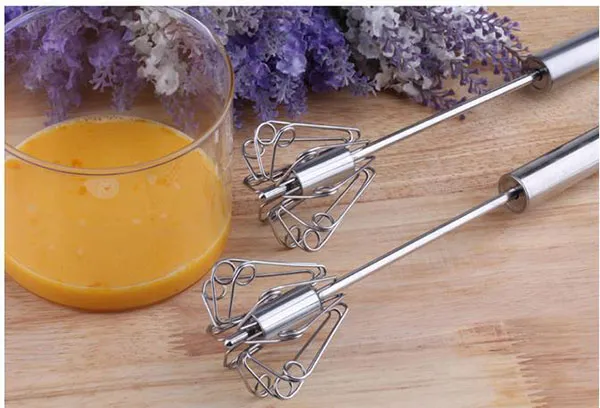 Semi-Automatic Egg Beaters Mixer Rostfritt stål Ägg Whisker Frother Kök Cream Blender Hand Håll Press Rotera Egg Tools Köksdrang