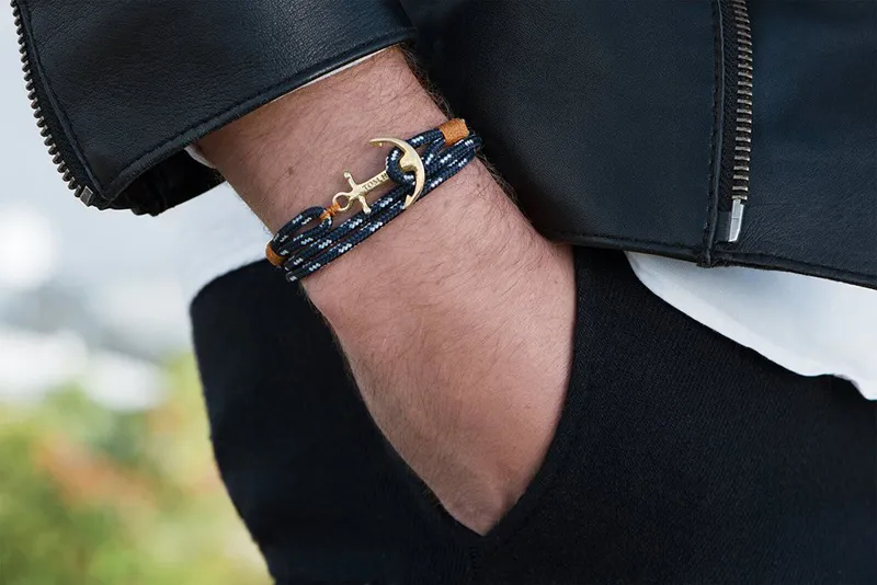 Famoso marchio Tom Hope Bracciale a 4 dimensioni Filetto giallo a mano Fili Catene in acciaio inossidabile in acciaio Gold Charms Bangle con scatola e TA5276748