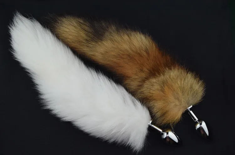 White Fox Tail Butt Wtyczka 35 cm wtyczka analna metalowa wtyczka tyłka analna zabawka seksu 75 cm 85 cm 95cm wtyczka do wyboru 4019868