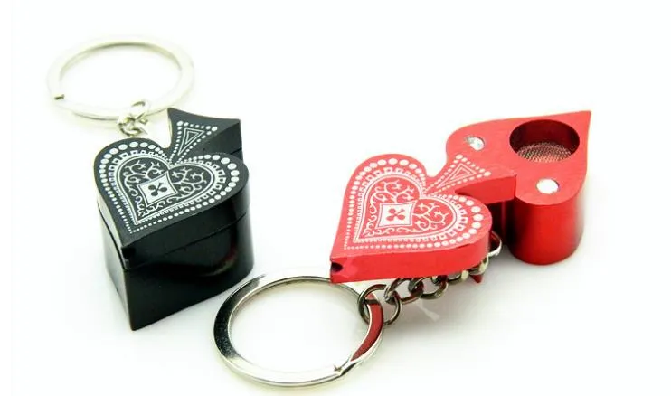 The New Metal Pipe Poker Heart Keychain Portable Aluminum Pipe Pipe