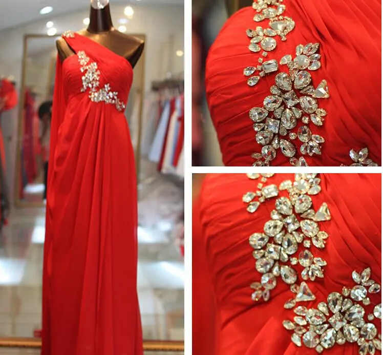 2015 IN Stock Whole One Shoulder Ruffle Chiffon Long Prom Evening Bridesmaid Dresses With Beaded6217072