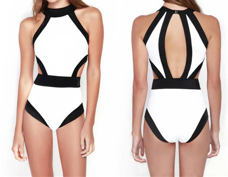 Sommar nya sexiga damer bodysuit strand en bit bikini vadderad monokini baddräkt badkläder vit / grön / svart / varm rosa fri frakt