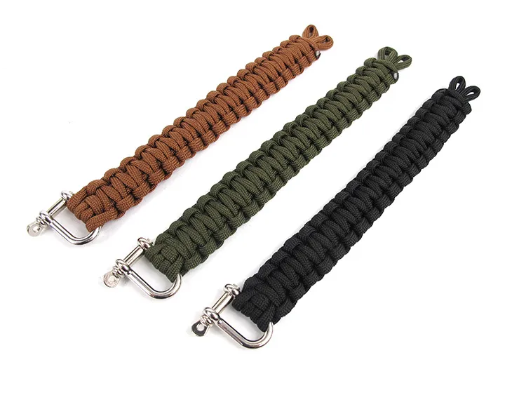 10 st Cobra Paracord Armband Kit Militär nödsituation Survival Armband Charm Armband Unisex U Spänne 3 färger