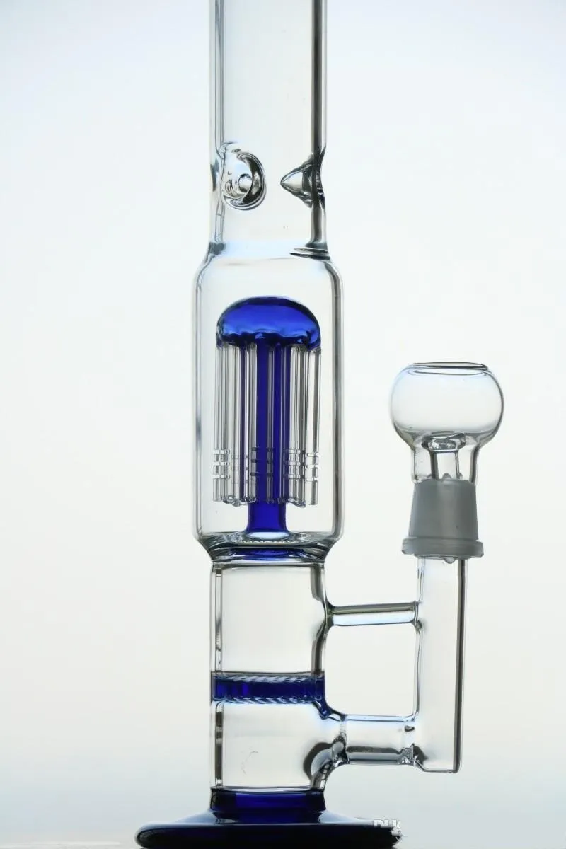 2020 Wasserpfeifen mit zwei Funktionen, Bohrinseln, mundgeblasene Bongs, Wasserpfeifen, Bubbler-Öle, Bohrinseln, Glasbongs, 34,5 cm, Glaswasserbong, 3 Farben