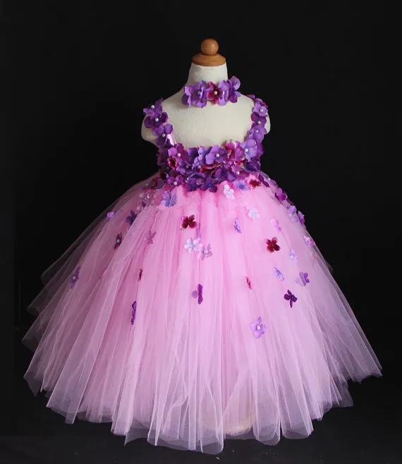 Top quality girl party dress baby girl slip flower dress flower fairy princess full dress performance chiffon customized fluffy tu2339470