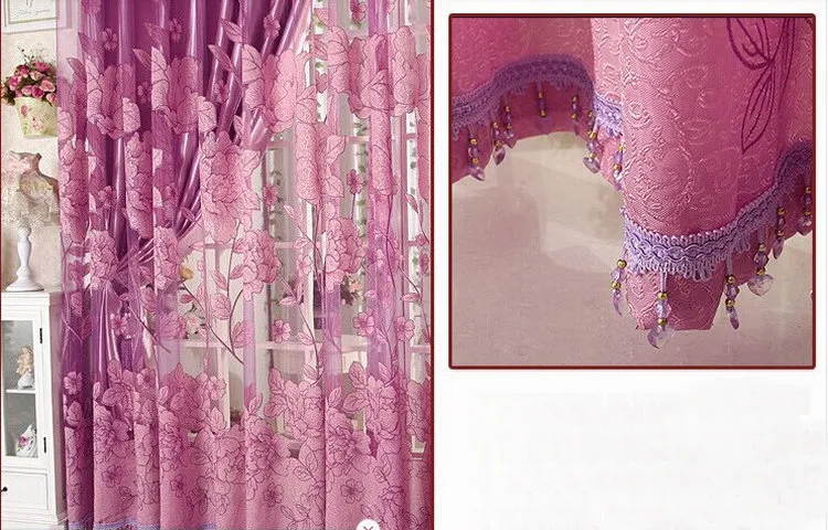 New Arrival Curtains Luxury Beaded For Living Room Tulle Blackout Curtain Window Treatmentdrape In BrownRed 5581174