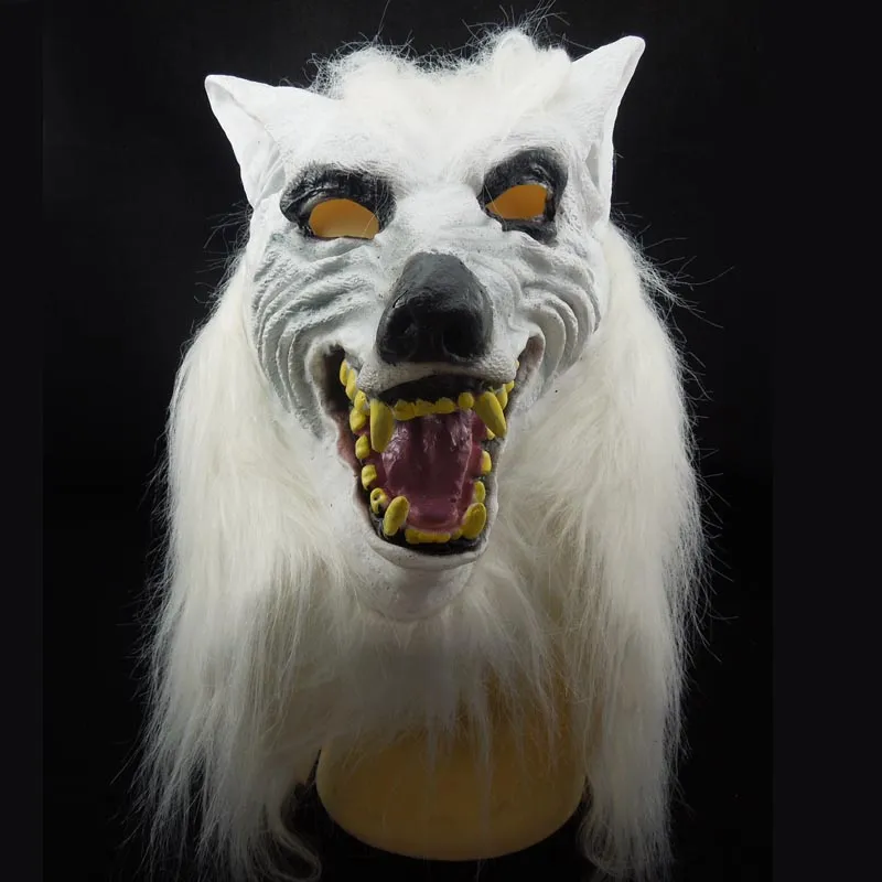 Nouveau masque de loup blanc Costume de tête d'animal Latex masque de fête d'Halloween carnaval bal masqué décoration nouveauté cadeau de Noël 3013203