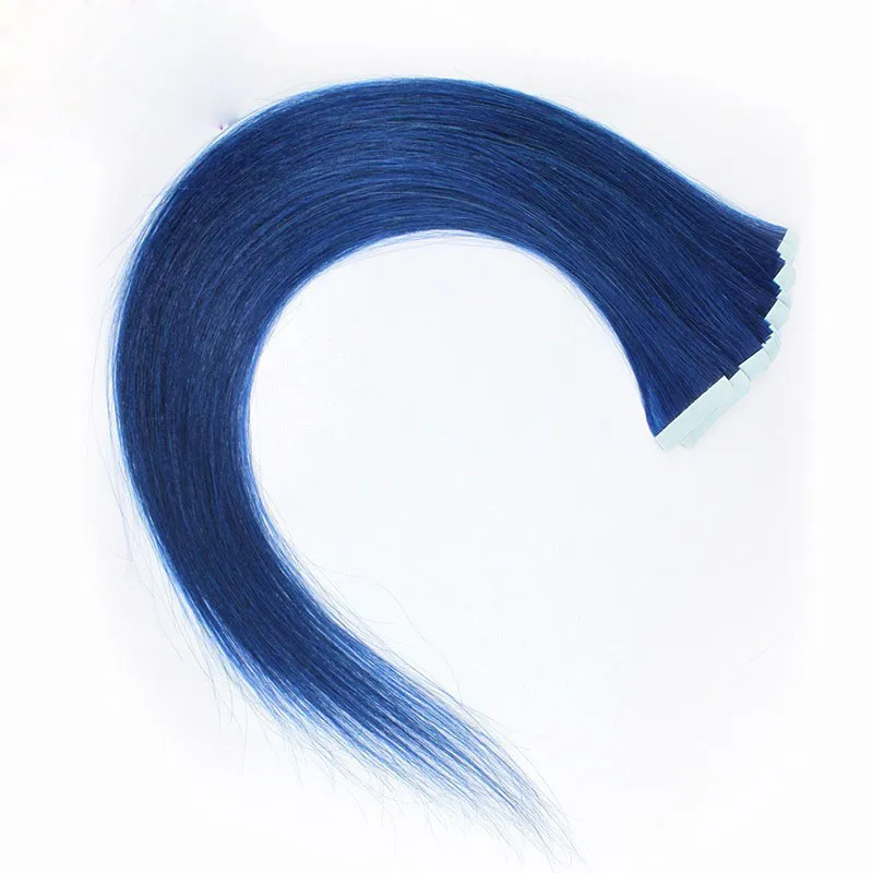 ELIBESS HAIR- Blue Color Tape In Human Hair Extension 2.5g/pcs 40pcs/set Skin Weft Tape On Human Hairs