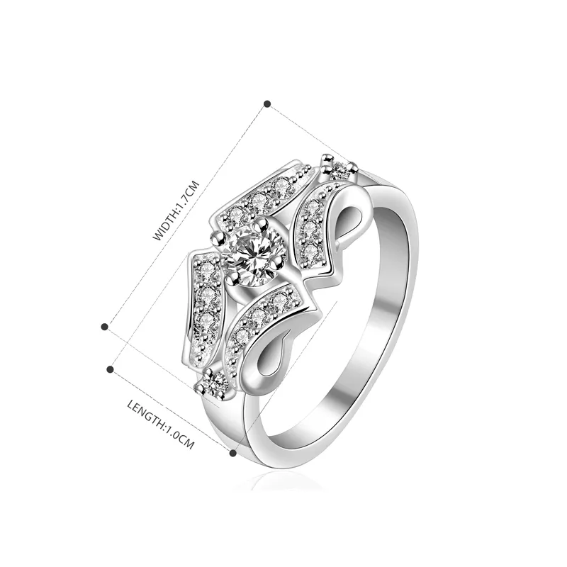 New 925 Sterling Silver fashion jewelry Flash diamond Exquisite diamond With Pave zircon ring hot sell girl gift 1750