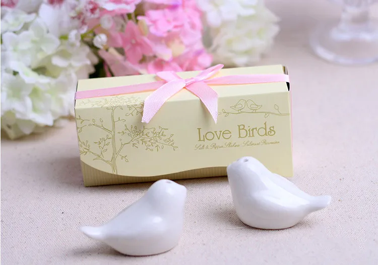 Love Birds Ceramic Salt And Pepper Shaker & Peel Set Wedding Favors ...