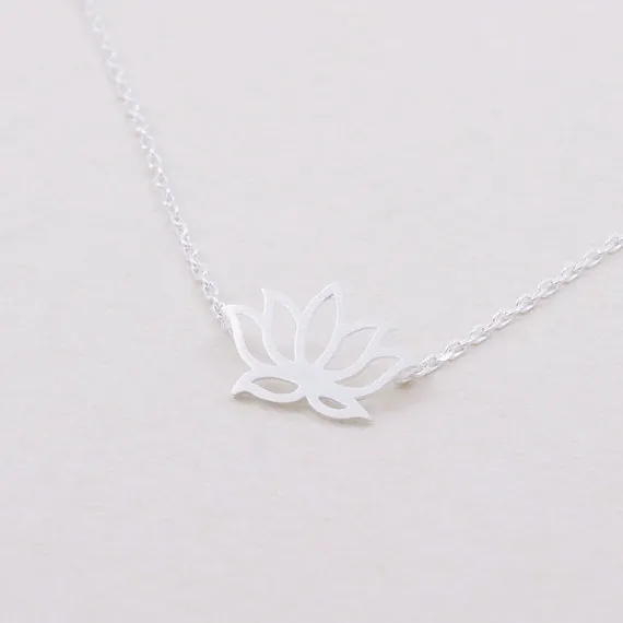 Gold Silver Tiny Lotus Necklace Lotus Flower Necklace Petal Bloom Blossom Necklaces Plant Jewelry for lady women