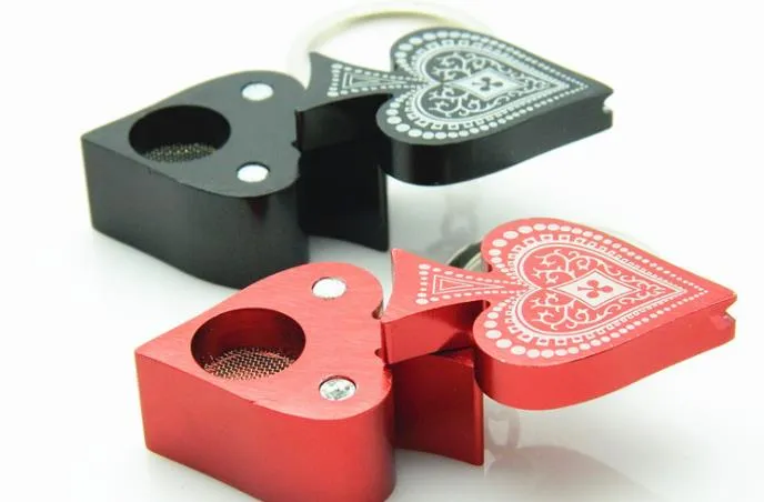 The New Metal Pipe Poker Heart Keychain Portable Aluminum Pipe Pipe