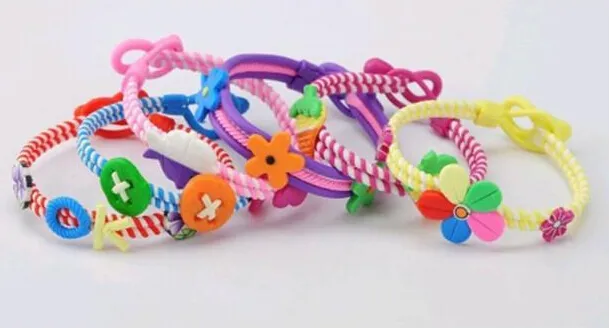 2015 new children's bracelets Polymer clay bracelets children mixed style Take the star flowers bear letter Seven color bracelet 