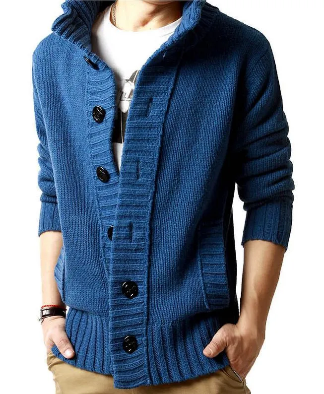 2014 мода новая осень зима мужская кардиган свитер куртки полушерстяные сгущаться Slim fit трикотажные свитера мужская одежда