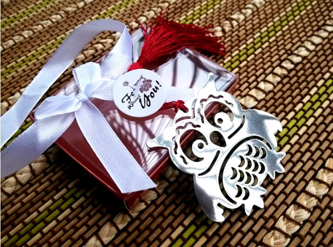 Silver Stainless Steel Owl Bookmark For Wedding Baby Shower Party Birthday Favor Gift Souvenirs Souvenir CS017