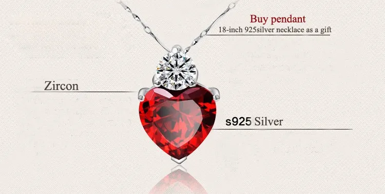 Fashion Pendant Necklace 925 Stering Silver Chain Charms Zircon Heart love Women Pendant jewelry pendulum Silver Plated Dress accessories