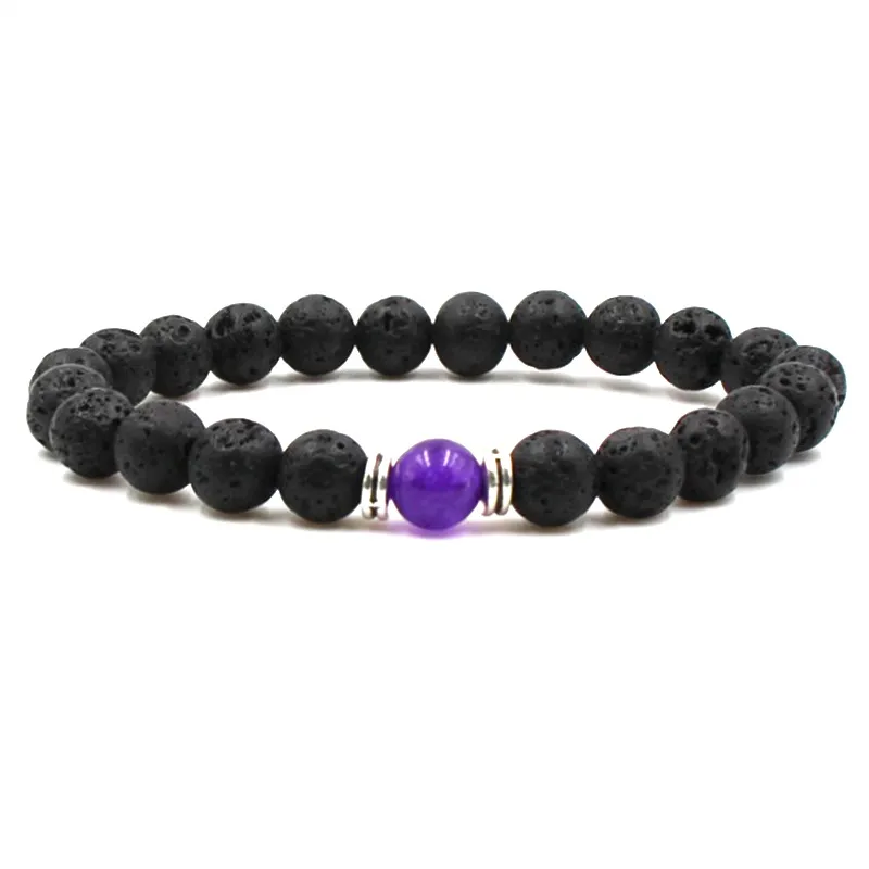 Fashion Black Lava Stone Chakra Bracelet Aromatherapy Essential Oil Diffuser Bracelet For Women Men