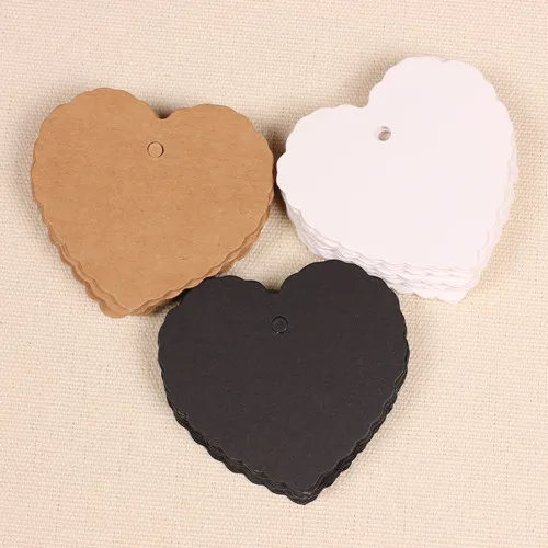 6*5.5cm 2.4*2.2 DIY Kraft Paper Party Wedding Gift Label Cards Heart Scalloped Blank Tags Luggage Label Clothing Price Hang Tag Bookmark