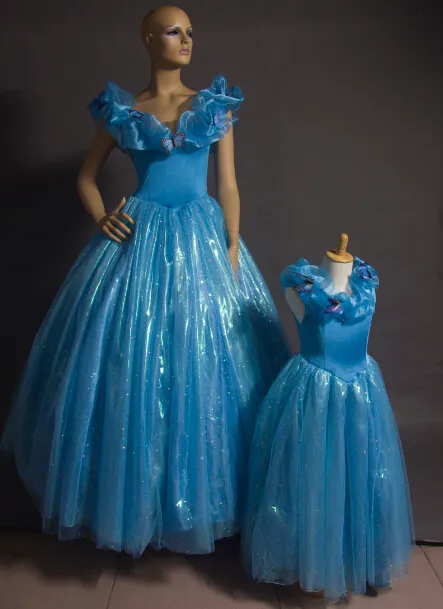 2015 Movie Cinderella cinderella dress butterfly evening party gown dress baby girls cinderella princess dress cinderella party dress