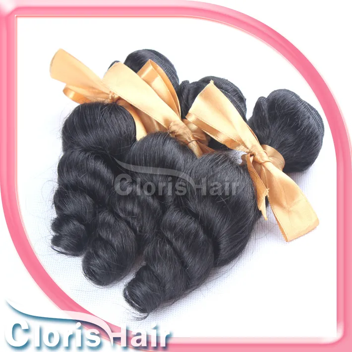 Discount Mix 2 Bundles Loose Curly Wave Brazilian Virgin Hair Weave Cheap Brazillian Loose Wavy Human Hair Extensions 1b Full Cuticle