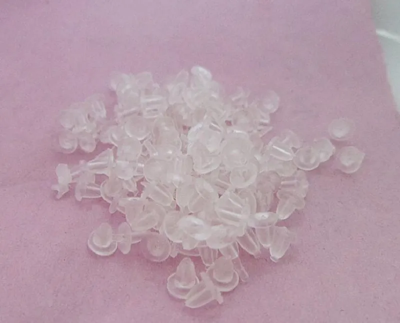 13000 pièces sac ou ensemble 4mm boucles d'oreilles bouchons arrière bouchon d'oreille bloqué fabrication de bijoux accessoires de bricolage en plastique blanc clair small243M