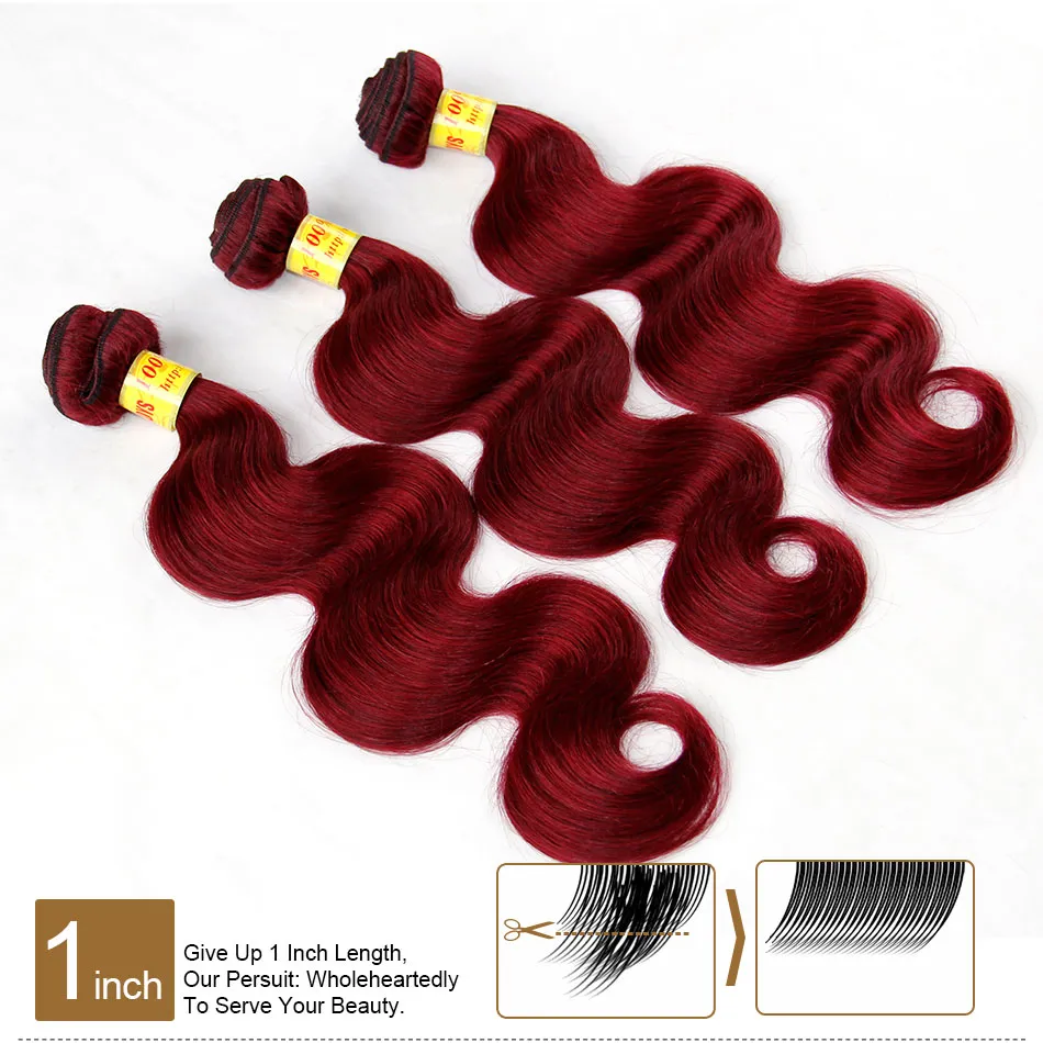 Bourgogne Malaisienne Vague de Corps Cheveux Grade 8A Malaisienne Vierge Cheveux Weave Bundles Vin Rouge 99J Remy Extensions de Cheveux Humains Tang6153160