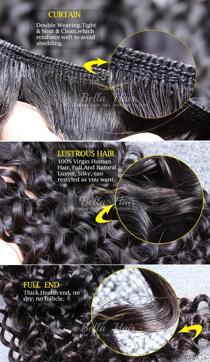 Bellahair peruano Human Virgin Hair Pacotes Extens￵es