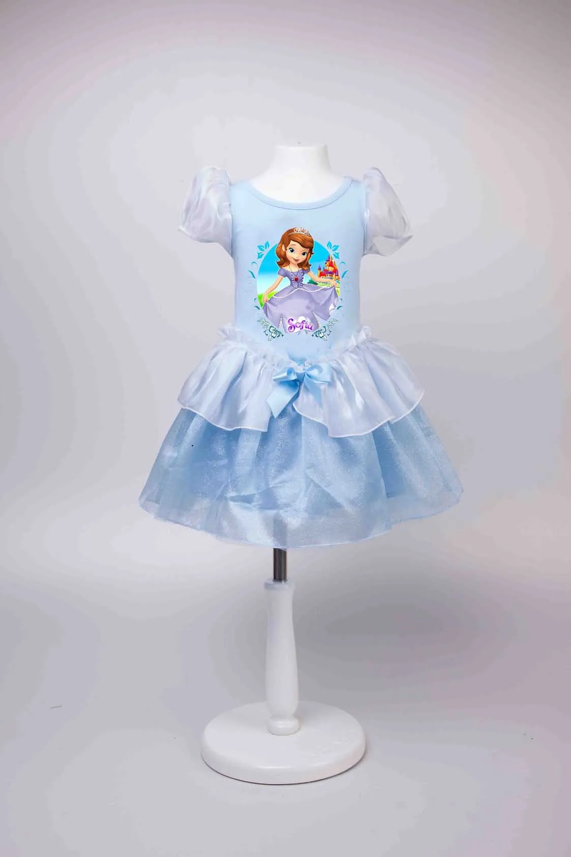 Princesa sofia traje para menina, traje cosplay roxo, manga puff