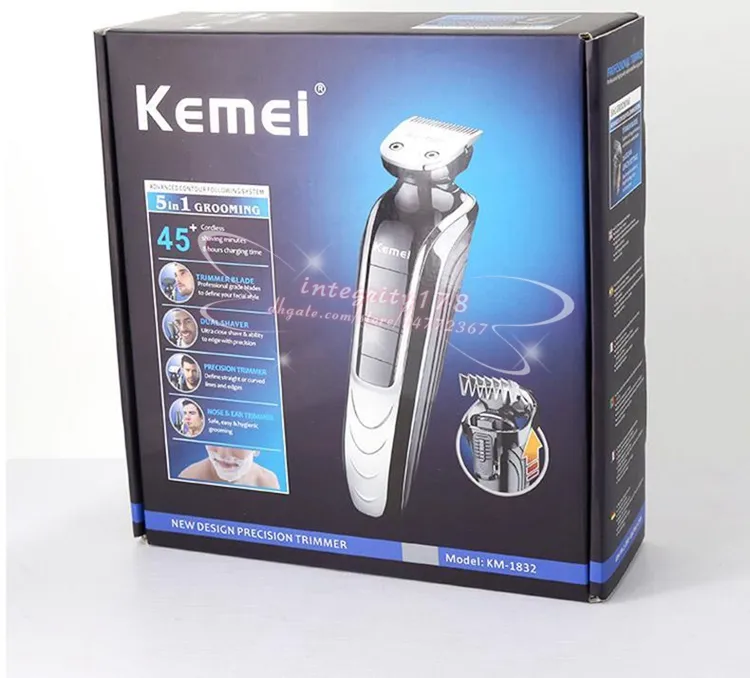 Kemei Tondeuse électrique étanche KM-1832 5-IN-1 Tondeuse à cheveux électrique Tondeuse à cheveux rechargeable Rasoir Rasoir Tondeuse réglable sans fil