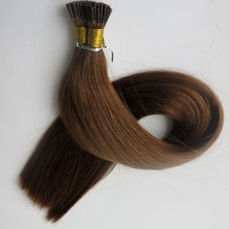 Extensions de cheveux humains brésiliens pré-collés Stick I tip 100g 100 brins 18 20 22 24 pouces #6/produits capillaires indiens brun moyen