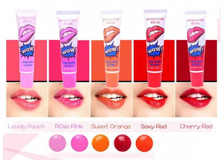 Urso Romântico Feminino Maquiagem 12ml Tint WOW Long Lasting Tint Lip Peel Off Lipstick Lábios cheios Lip Gloss Tatto à prova d'água x 1