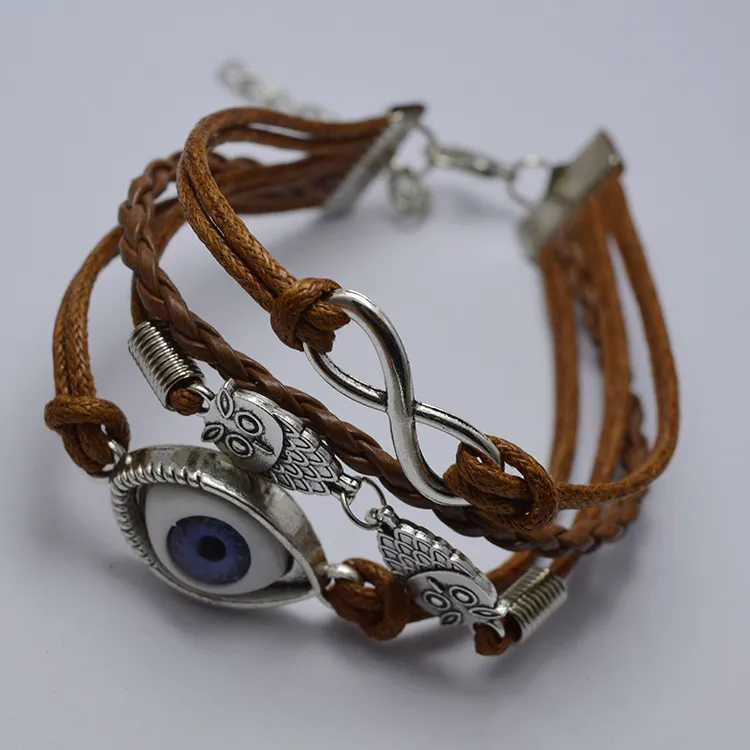 friendship infinity Bracelets Owls Evil eye Sideways Charm infinity Wristband girls christmas gift can pick up color